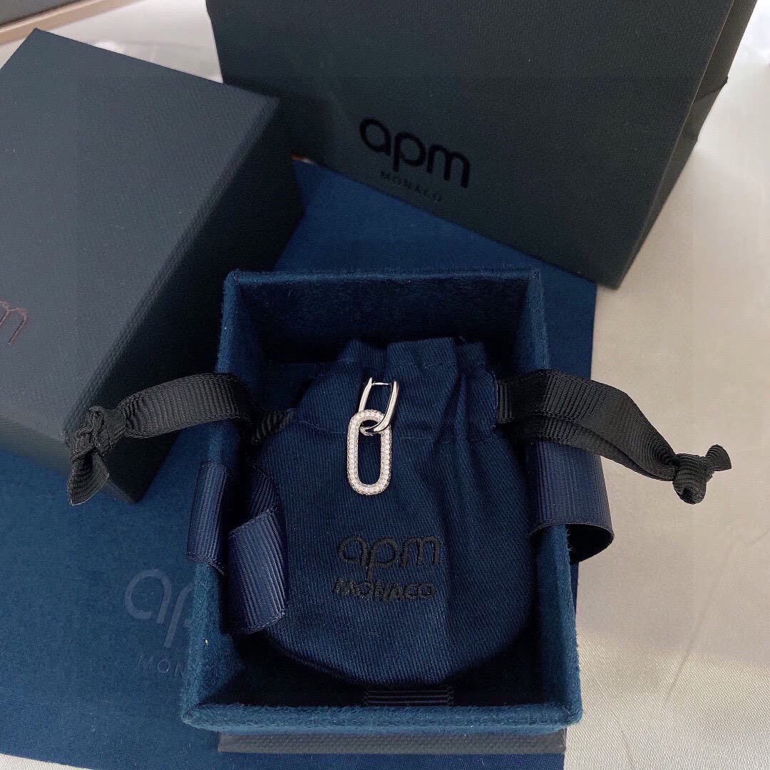 APM Monaco Silver Rhinestone Hoop Earrings